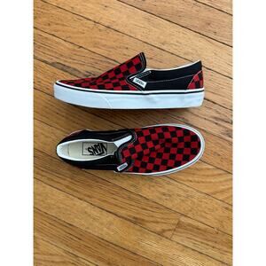 Adult Vans Shoes Womens 8.5 Mens 7 Classic Slip On Sneakers Red Black